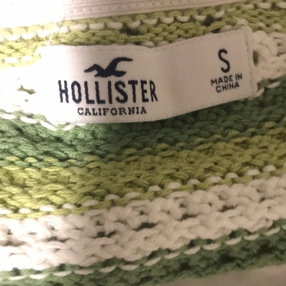 Hollister green and white knitted halter top. Size small - Picture 3 of 3